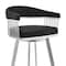 Armen Living Chelsea 25" Swivel Counter Stool with Brushed Stainless Steel and Black Faux Leather LCCSBABSBL26 - alternate 5